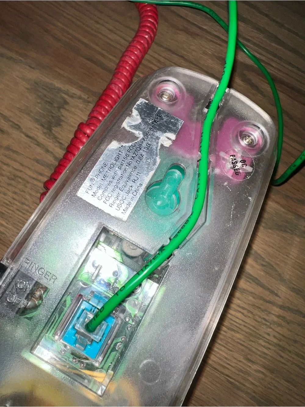 Vintage Metrolight Fun Phone Transparent Landline Telephone 90's Untested